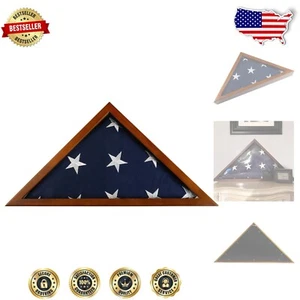 Elegant Wooden Display Case for 5x9.5 ft American Burial Flag with Glass Front - Picture 1 of 8