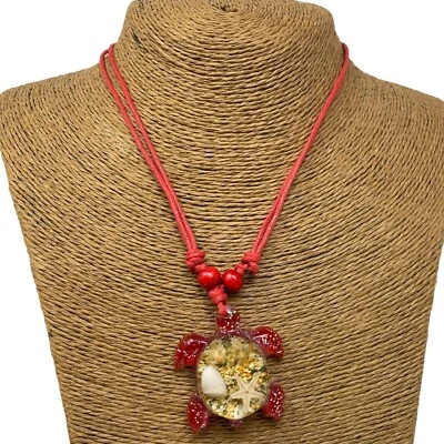 Colar pingente de tartaruga marinha unissex grande vidro Sealife joias masculinas frete grátis - Imagem 1 de 4