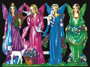 Mamelok Vintage Style Embossed Scrap Die Cut - Christmas Easter Angels 1662 - Picture 1 of 1