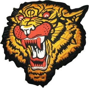 LARGE SIZE ROARING BENGAL TIGER HEAD Jacket Vest Embroidered Sew Iron on Patch L - Picture 1 of 1