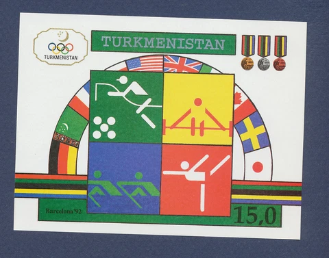 TURKMENISTAN  - Scott 23 - FVF MNH S/S - Olympics 1992 Cover