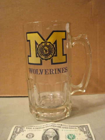 Michigan Wolverines NCAA 8in Mug / Glass Thick Style With Handle Cover