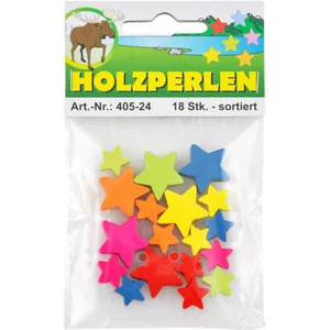 (1,00€/Tüte) Holzperlen bunt Mischung Stern Blüte Schmetterling Perle Holz  - Bild 1 von 6