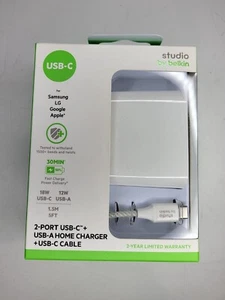 Studio by Belkin 2 Port USB-C + USB-A Travel Adapter - Samsung - Apple - US Plug - Picture 1 of 6