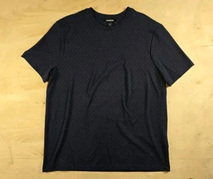 Express Shirt Mens Large Navy Blue Black Diamond Pattern Short Sleeve Crew Neck - Picture 1 of 15