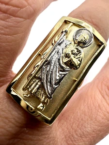 GOLd St saint jude san juda judas ring 14k solid men women 8.5 ASK 6 7 8 9 10 11 - Picture 1 of 13
