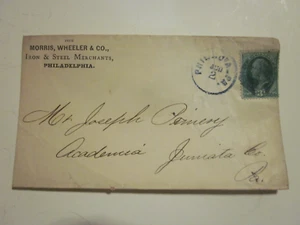 US 1870'S COVER MORRIS WHEELER IRON STEEL MERCHANTS phila pa FANCY CANCEL #147 - Picture 1 of 3
