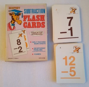 Toys R Us Geoffrey Subtraction Flash Cards 100 Different Problems 531499 1983 - Picture 1 of 6