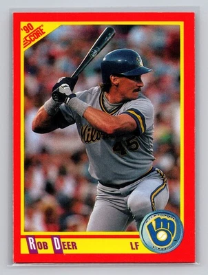 1990 Score #390 Rob Deer Milwaukee Brewers Baseball Card - Image 1 of 2