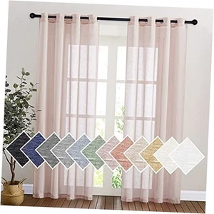 Semi Sheer Linen Pink Curtains for Girls 52"W x 84"L (Pack of 2) Dusty Blush - Picture 1 of 7