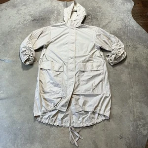 Elizabeth James Jacket Womens Size Small Beige Hooded Mid Length Raincoat - Picture 1 of 9