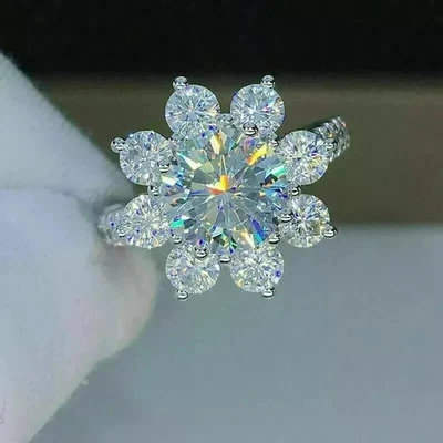 Anillo de propuesta de plata esterlina 925 AAA diamante blanco 3ct natural certificado VS1 F Foto 1 de 4