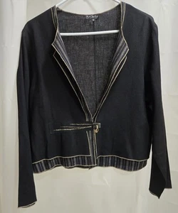 Women's Vintage K.D. Spring Black Tan Accent Jacket 1 Button Size Small - Picture 1 of 9