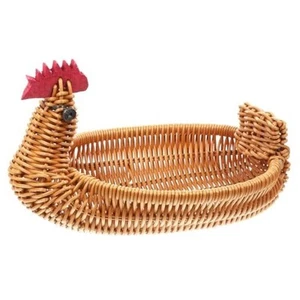 Chicken Shaped Rattan Basket for Fruit and Vegetable Storage, Brown Pp  - Picture 1 of 8