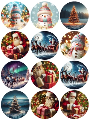 SWEET AS SUGAR MANDY 12 or 24 Christmas, Non-Personalised, Edible Cupcake Toppers, Xmas