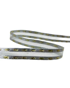 Nastro Decorativo Argento e Oro Tratteggiato Base in Rete Altezza 1 cm X213/10 - Imagen 1 de 8