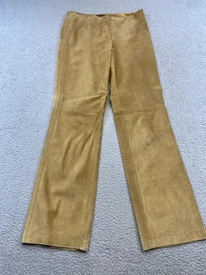 INC International Concepts Pants Womens 8 Tan Genuine Leather Suede Bootcut - Image 1 of 4