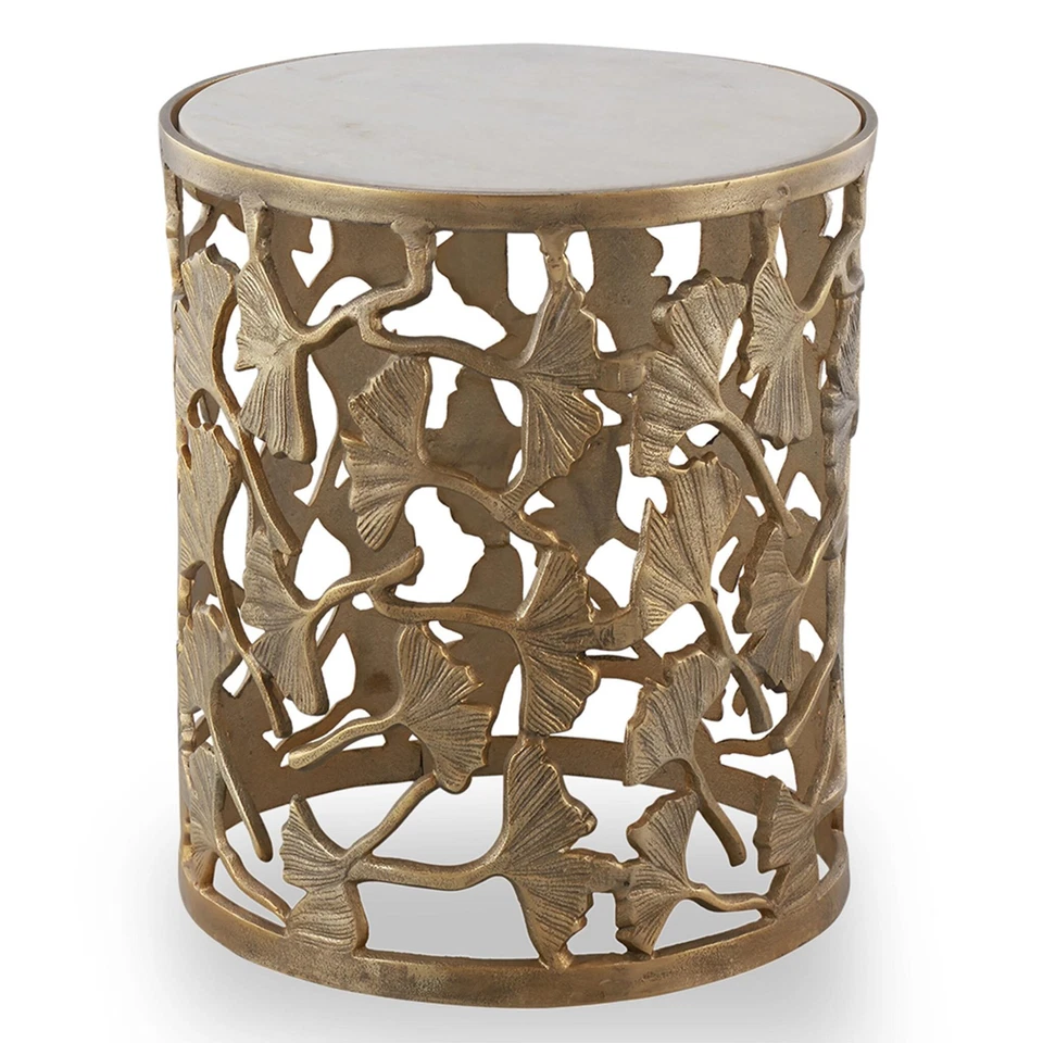 Gingko Leaf Garden Stool Accent Table Marble Top Decorative SPI Home 41059