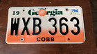 1994 GEORGIA LICENSE PLATE EXPIRED WXB 366