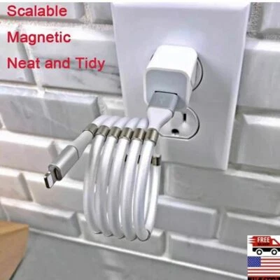 Magnetic Coiled Charging Cable Cord for Apple iPhone 14 13 12 11 Pro Max X XS - Image 1 of 4