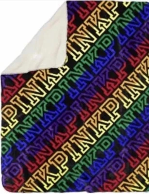 Manta Sherpa Arco Iris Rosa Victoria's Secret Nueva En Paquete Orgullo Rara Difícil de Encontrar Foto 1 de 4