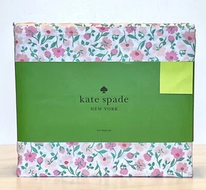 Set completo di lenzuola floreali Kate Spade 4 pz fiori rosa 100% cotone percalle extra profondo - Foto 1 di 7