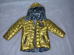 Jacke Kinder Gr. 116 Gold Kapuze Mädchen Mantel - Bild 1 von 15