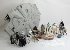 Star Wars Millenium Falcon Carrying Case + Landspeeder + Figures Lot MINT