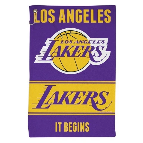LOS ANGELES LA LAKERS ALL PURPOSE GOLF TAILGATE TOWEL 16"X25" HOOK AND GROMMET Cover
