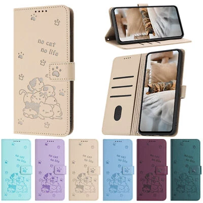 Flip Cat Wallet Cover Case For Motorola G14 G84 G04 G24 E14 Edge G Stylus 2024 - Image 1 of 4