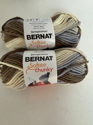 LOT  2 skeins Bernat  Yarnspirations Softee Chunky Yarn Acrylic Ombre  2.8 oz - Image 1 of 3