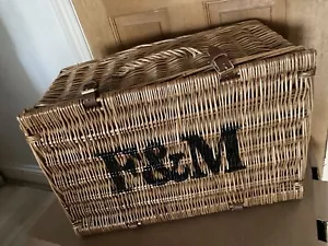 XL X Large Fortnum and Mason F&M Picnic AscotHamper Wicker Basket Leather straps - Picture 1 of 13