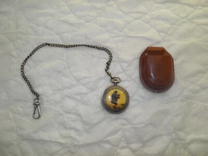 PHILLIP CROWE MAJESTI Signature Series Pocket Watch Eagle Scene w/ Leather Hold - Picture 1 of 6