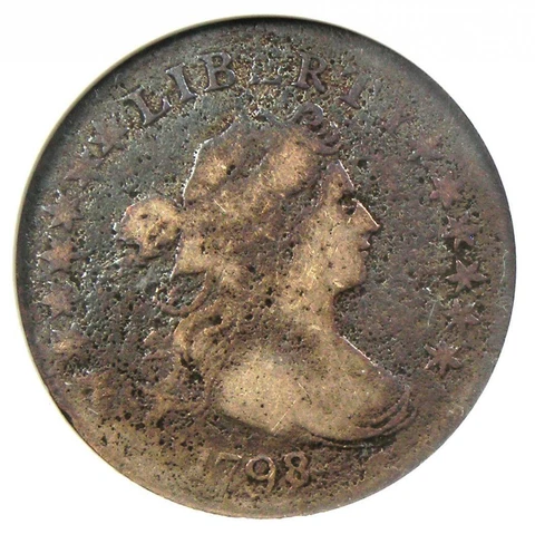 1798/7 Draped Bust Dime 10C Coin - Certified ANACS VG8 Detail - Rare Date! Cover