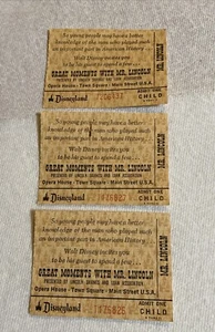 (3) Child Vintage 1960s Disneyland Great Moments with Mr Lincoln Tickets - Picture 1 of 5