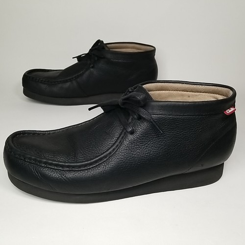 Stivali Clarks Stinson Hi Wallabee Chukka da uomo taglia 11 5 Pebble Black in pelle crepe