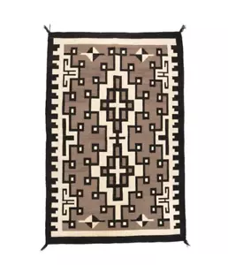 9x12 Wool Navajo Rug Southwest Style Area Rug Native boho Two Grey Hills Rug - Picture 1 of 1