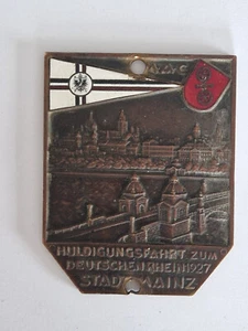 Plakette Kühler Autoplakette Huldigungsfahrt Deutschen Rhein Stadt Mainz 1927 - Picture 1 of 9