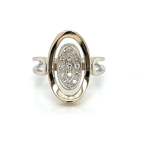 Nachlass 14 Karat Weiß-/Gelbgold 0,18 Karat G/VS Diamant Mode Ring Größe 6,25 - Bild 1 von 4