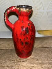 recht seltene rote Fat Lava Keramik Vase Henkelvase 60er Bodennummer 021/2 (?)