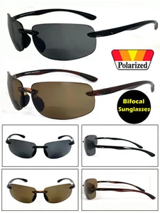 Premium Rimless Polarized Bifocal Sunglasses Style PC26POL - Picture 1 of 12