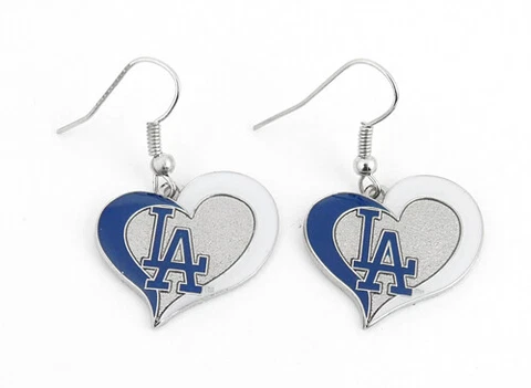 Los Angeles Dodgers Swirl Heart Earrings MLB New Cover