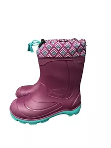 Kid’s Kamik Purple & Teal Fleece Lined Waterproof Boots- Size 4 - Picture 1 of 8