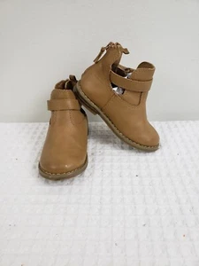 (J5) Old Navy Girls Booties Toddler Shoes Size 7 Zip Brown Boots Faux Leather - Picture 1 of 7