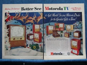 Pubblicità di Natale Babbo Natale e Slitta 1953 Motorola TV & Radio 2 Pg - 13 modelli show - Foto 1 di 1
