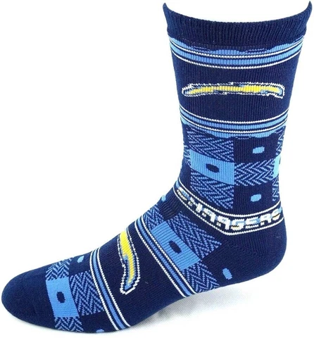 Los Angeles Chargers Football Blue & Navy Quilt Deuce Crew Socks Cover