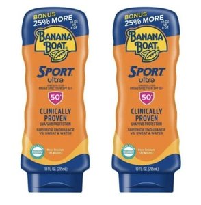 2x Banana Boat SPORT ULTRA 50+ SPF Performance Sunscreen Lotion 10 Oz Bonus Sz!! - Picture 1 of 1