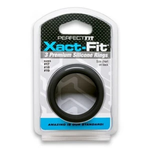 Perfect Fit Xact-Fit Silicone Penis Rings 3 Pack #17 #18 #19 Large Black - Picture 1 of 3