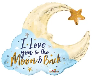 I Love You Moon Shape Foil Balloon 36 Inch - Picture 1 of 1