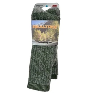 2 pair Realtree Socks Wool Blend Size Large 8-12 Olive Hunting Hiking USA Made - Picture 1 of 6